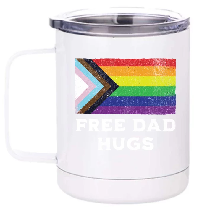 Free Dad Hugs Lgbt Rainbow Pride Fathers Day Pride Month Gift Front & Back 12oz Stainless Steel Tumbler Cup