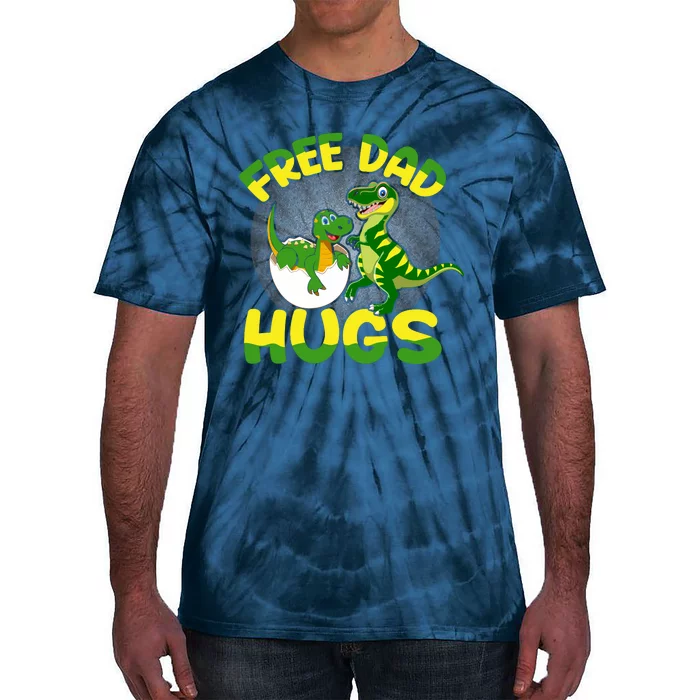 Free Dad Hugs Funny Dinosaurs Sketch Tie-Dye T-Shirt