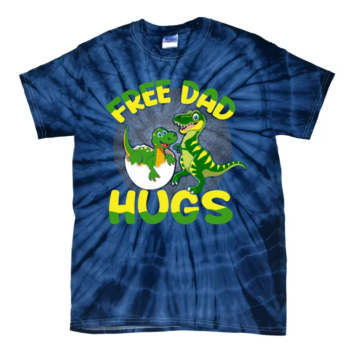 Free Dad Hugs Funny Dinosaurs Sketch Tie-Dye T-Shirt