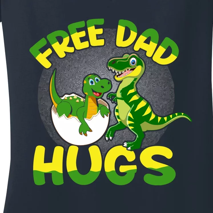 Free Dad Hugs Funny Dinosaurs Sketch Women's V-Neck T-Shirt