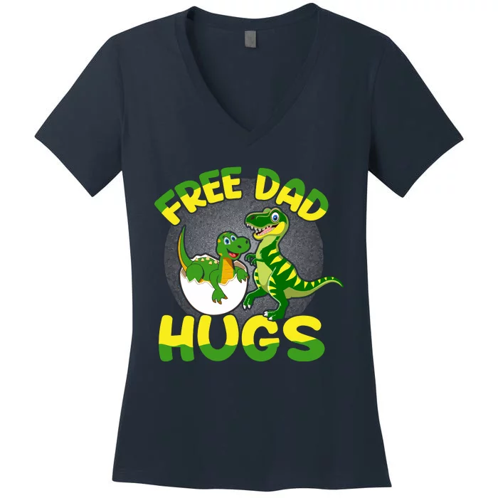 Free Dad Hugs Funny Dinosaurs Sketch Women's V-Neck T-Shirt