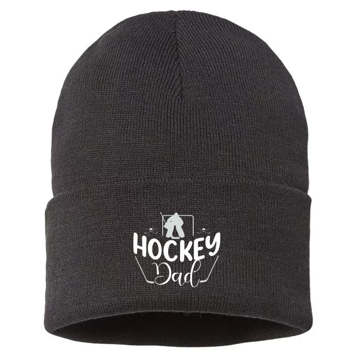 Father's Day Hockey Dad Funny Gift Hockey Dad Sustainable Knit Beanie