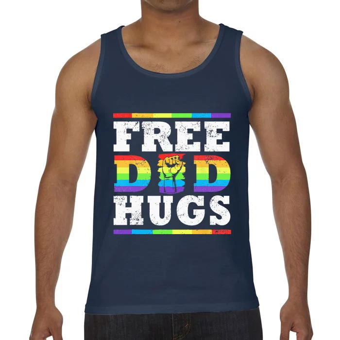 Free Dad Hugs Rainbow LGBT Pride Fathers Day Gift Ally LGBTQ Comfort Colors® Tank Top