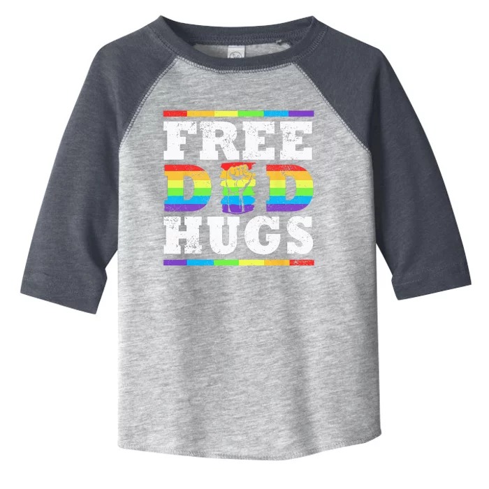 Free Dad Hugs Rainbow LGBT Pride Fathers Day Gift Ally LGBTQ Toddler Fine Jersey T-Shirt