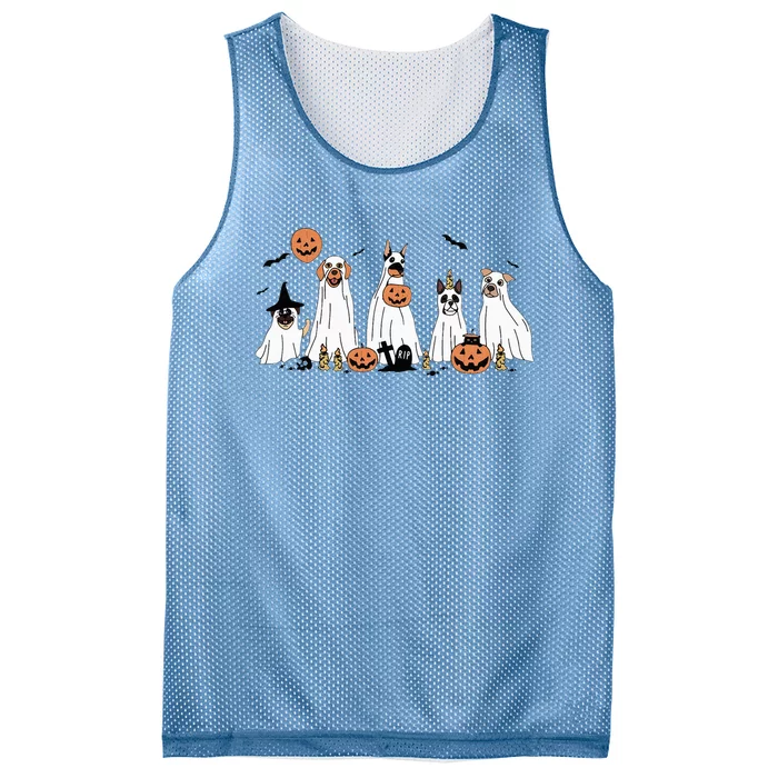 Funny Dog Halloween Trick Or Treat Boo Ghost Pumpkin Dogs Mesh Reversible Basketball Jersey Tank