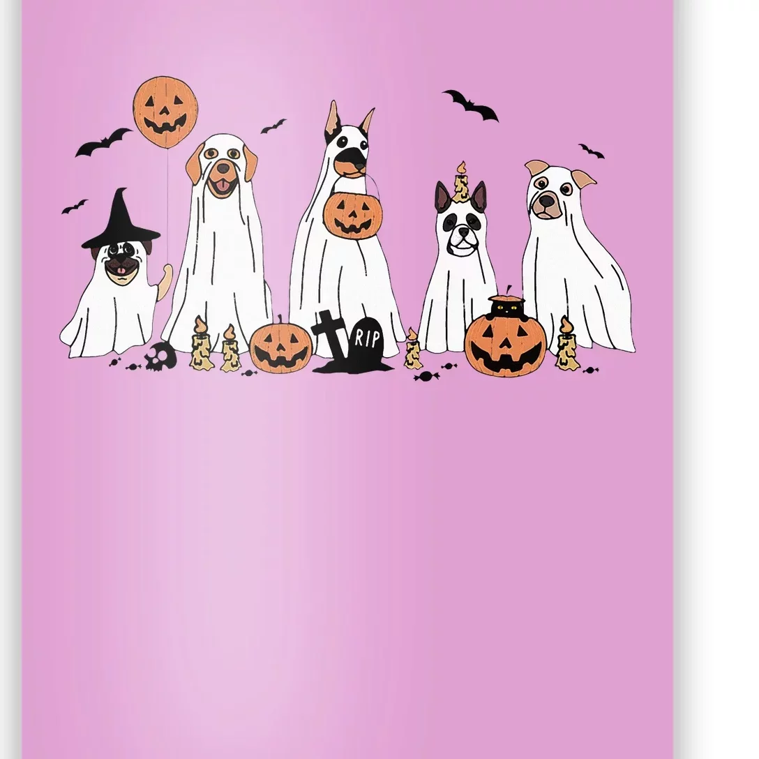 Funny Dog Halloween Trick Or Treat Boo Ghost Pumpkin Dogs Poster