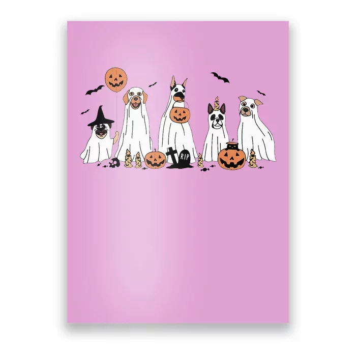 Funny Dog Halloween Trick Or Treat Boo Ghost Pumpkin Dogs Poster