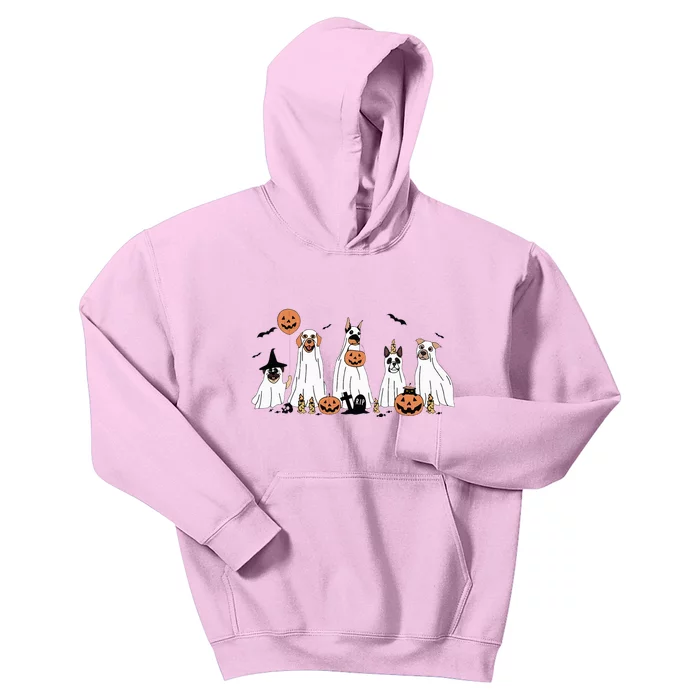 Funny Dog Halloween Trick Or Treat Boo Ghost Pumpkin Dogs Kids Hoodie