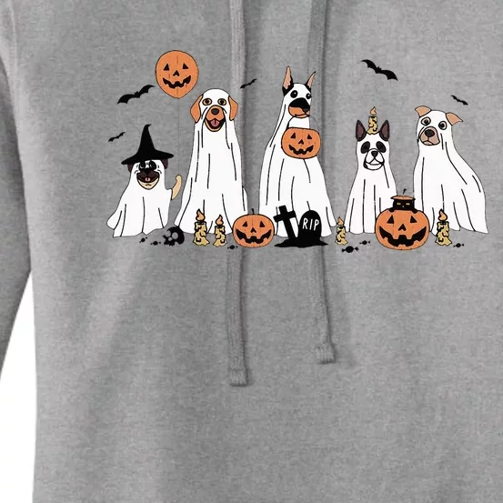 Funny Dog Halloween Trick Or Treat Boo Ghost Pumpkin Dogs Women's Pullover Hoodie