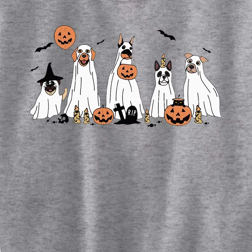 Funny Dog Halloween Trick Or Treat Boo Ghost Pumpkin Dogs Kids Sweatshirt