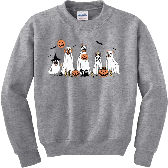 Funny Dog Halloween Trick Or Treat Boo Ghost Pumpkin Dogs Kids Sweatshirt