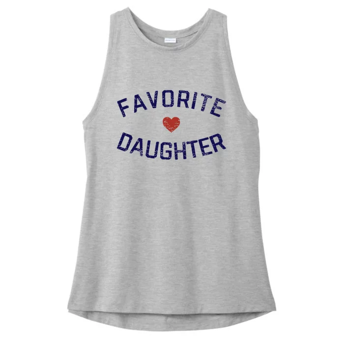 Favorite Daughter Heart Distressed Vintage Faded Ladies Tri-Blend Wicking Tank