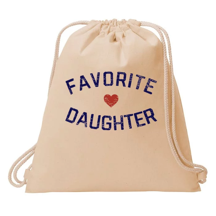 Favorite Daughter Heart Distressed Vintage Faded Drawstring Bag