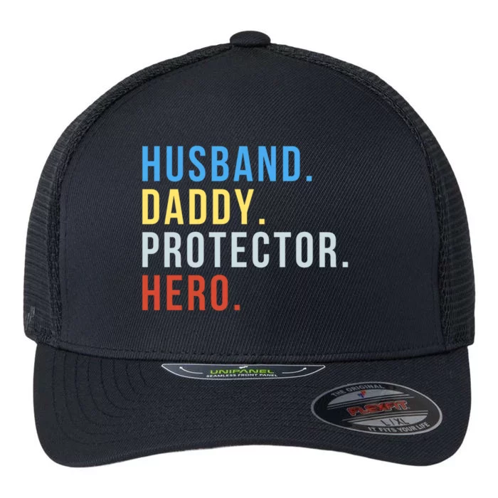 Fathers Day Husband Daddy Protector Hero Gift Flexfit Unipanel Trucker Cap