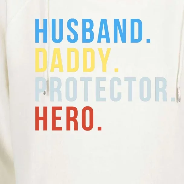 Fathers Day Husband Daddy Protector Hero Gift Womens Funnel Neck Pullover Hood