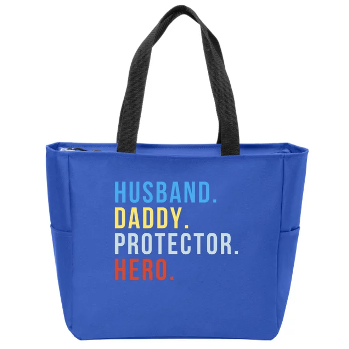 Fathers Day Husband Daddy Protector Hero Gift Zip Tote Bag