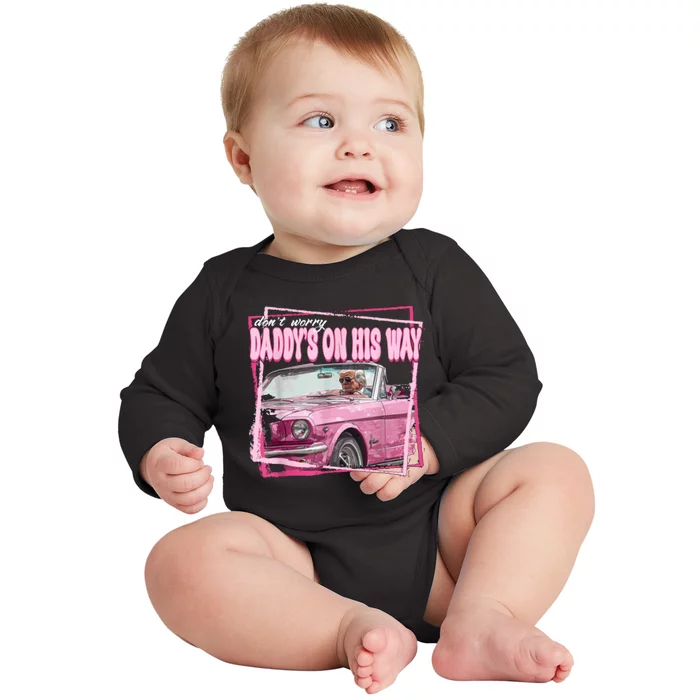 Funny DaddyS Home Trump Pink 2024 Take America Back 2024 Baby Long Sleeve Bodysuit