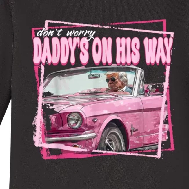 Funny DaddyS Home Trump Pink 2024 Take America Back 2024 Baby Long Sleeve Bodysuit