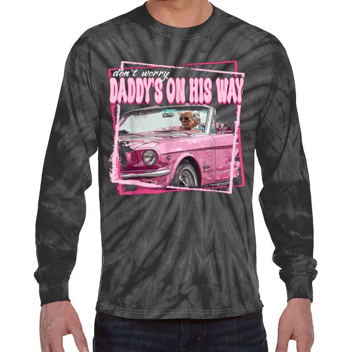 Funny DaddyS Home Trump Pink 2024 Take America Back 2024 Tie-Dye Long Sleeve Shirt