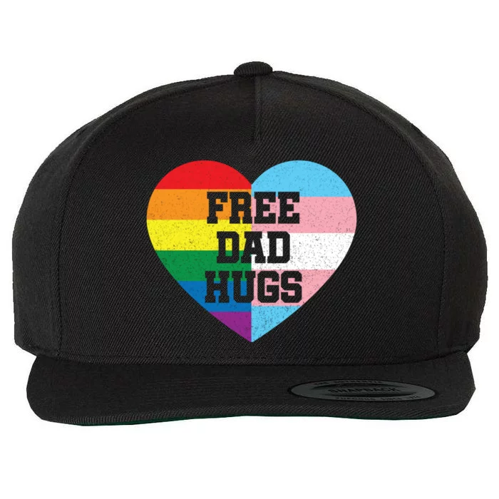 Free Dad Hugs Pride Lgbt Rainbow Flag Family Cool Gift Wool Snapback Cap