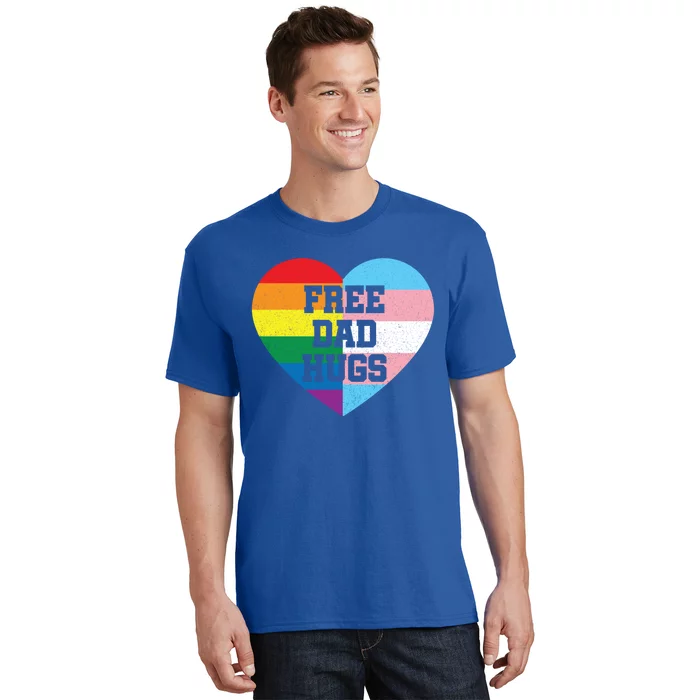 Free Dad Hugs Pride Lgbt Rainbow Flag Family Cool Gift T-Shirt