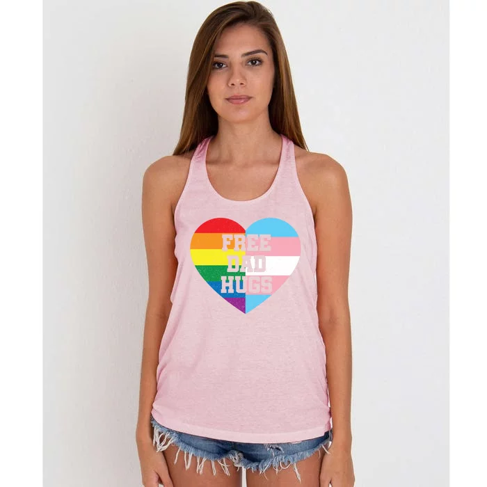 Free Dad Hugs Pride Lgbt Rainbow Flag Family Cool Gift Women's Knotted Racerback Tank