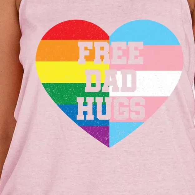 Free Dad Hugs Pride Lgbt Rainbow Flag Family Cool Gift Women's Knotted Racerback Tank