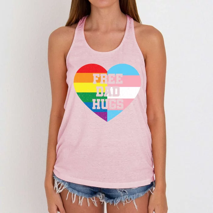 Free Dad Hugs Pride Lgbt Rainbow Flag Family Cool Gift Women's Knotted Racerback Tank