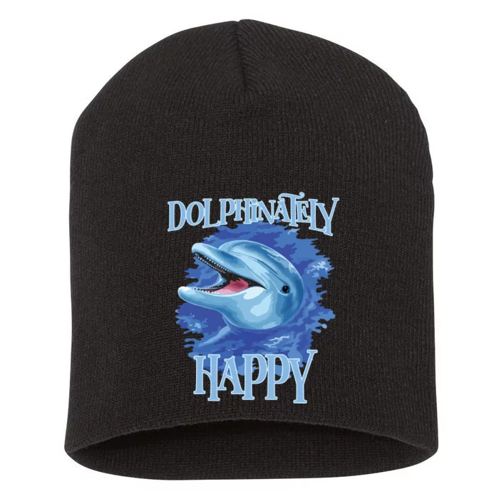 Funny Dolphinately Happy Dolphin Lover Tee Gifts Short Acrylic Beanie