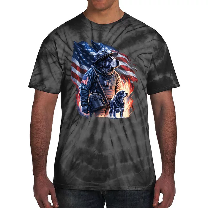 Fire Dog Hero Search and Rescue Squad Forest Service Tie-Dye T-Shirt