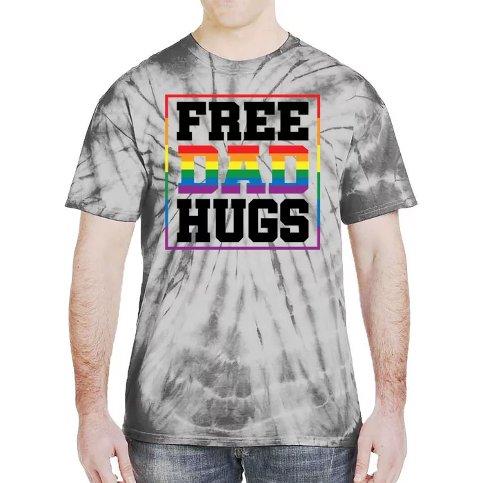 Free Dad Hugs Rainbow Lesbian Flag Pride Gift Lgbt Art Gift Tie-Dye T-Shirt