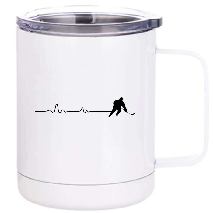 Father's Day Hockey Heartbeat Funny Hocket Lover Gift Front & Back 12oz Stainless Steel Tumbler Cup