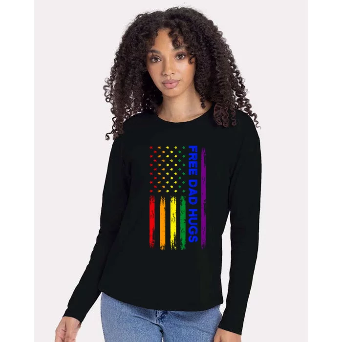 Free Dad Hugs Lgbt Pride Gift Womens Cotton Relaxed Long Sleeve T-Shirt