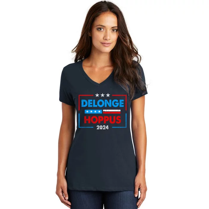 Funny Delonge Hoppus 2024 For President Voting Election 2024 Usa Women's V-Neck T-Shirt