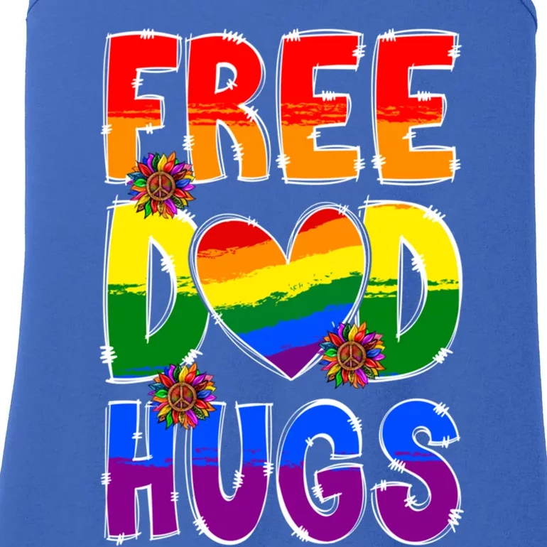 Free Dad Hugs Rainbow Lgbt Pride Month Fathers Day Cool Gift Ladies Essential Tank