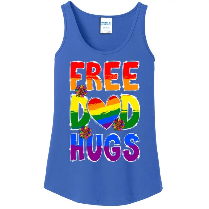 Free Dad Hugs Rainbow Lgbt Pride Month Fathers Day Cool Gift Ladies Essential Tank