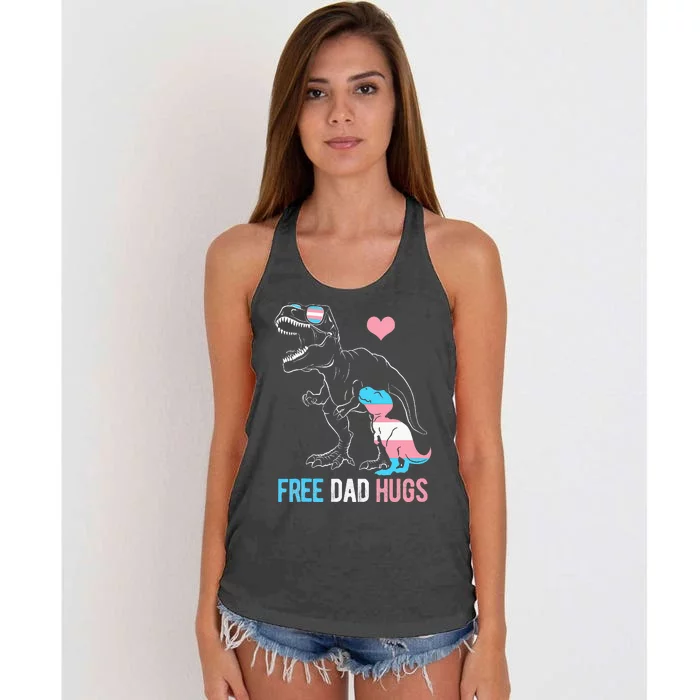 Free Dad Hugs Dinosaur Rex Daddy Pride Women's Knotted Racerback Tank