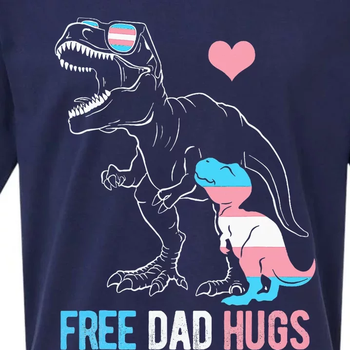 Free Dad Hugs Dinosaur Rex Daddy Pride Sueded Cloud Jersey T-Shirt