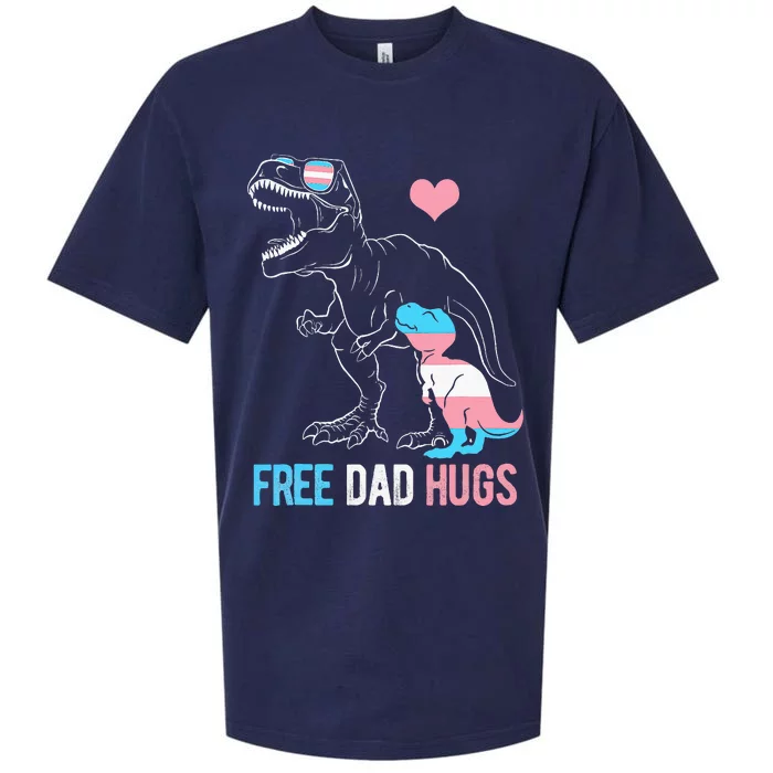 Free Dad Hugs Dinosaur Rex Daddy Pride Sueded Cloud Jersey T-Shirt