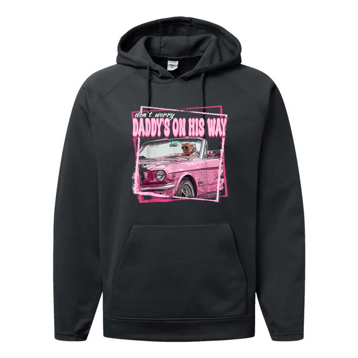 Funny DaddyS Home Trump Pink 2024 Take America Back 2024 Performance Fleece Hoodie