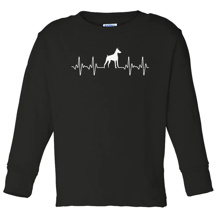 funny Doberman Heartbeat For Doberman Lover Toddler Long Sleeve Shirt