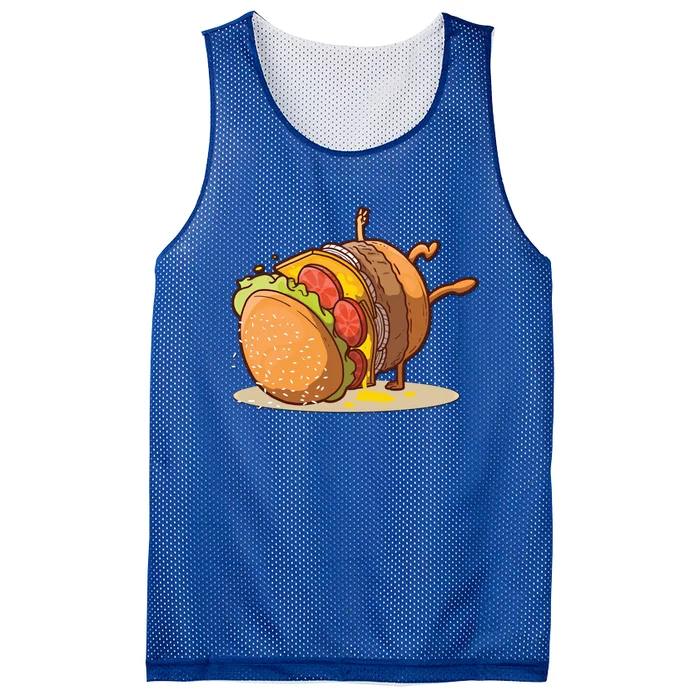 Funny Dancing Hamburger Gift Mesh Reversible Basketball Jersey Tank