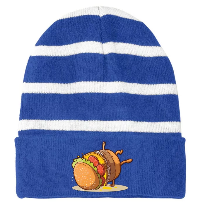 Funny Dancing Hamburger Gift Striped Beanie with Solid Band