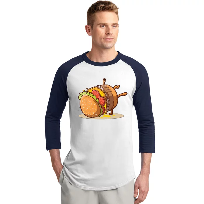 Funny Dancing Hamburger Gift Baseball Sleeve Shirt