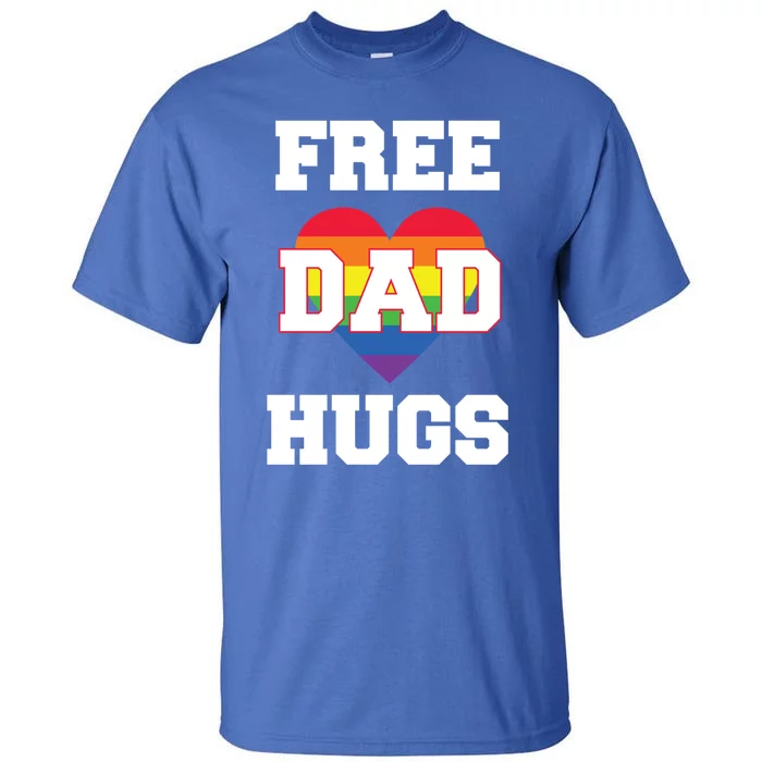 Free Dad Hugs With Rainbow Lgbtq+ Pride Heart Gift Tall T-Shirt