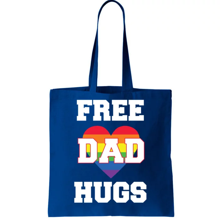 Free Dad Hugs With Rainbow Lgbtq+ Pride Heart Gift Tote Bag