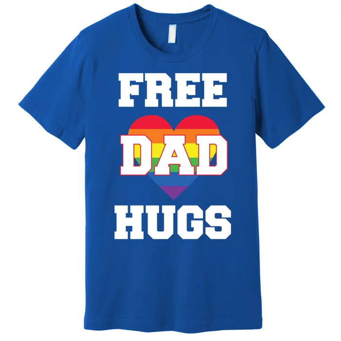 Free Dad Hugs With Rainbow Lgbtq+ Pride Heart Gift Premium T-Shirt