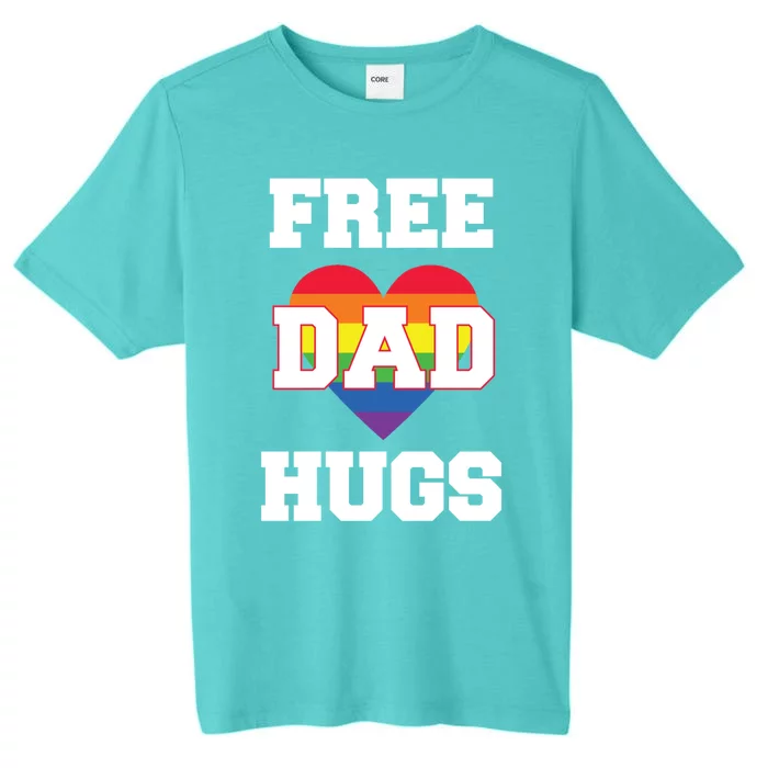 Free Dad Hugs With Rainbow Lgbtq+ Pride Heart Gift ChromaSoft Performance T-Shirt