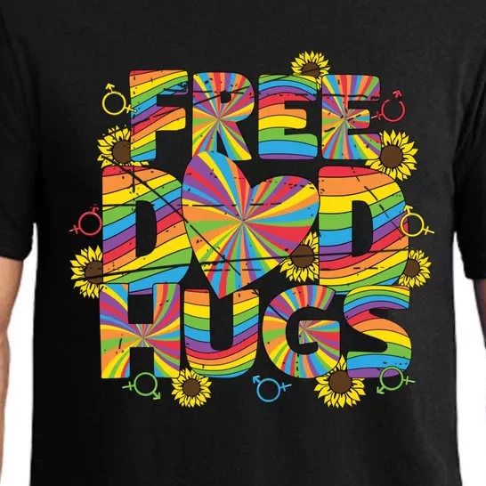 Free Dad Hugs Proud Bisexual Ally Lesbian Lgbt Pride Dad Gift Pajama Set