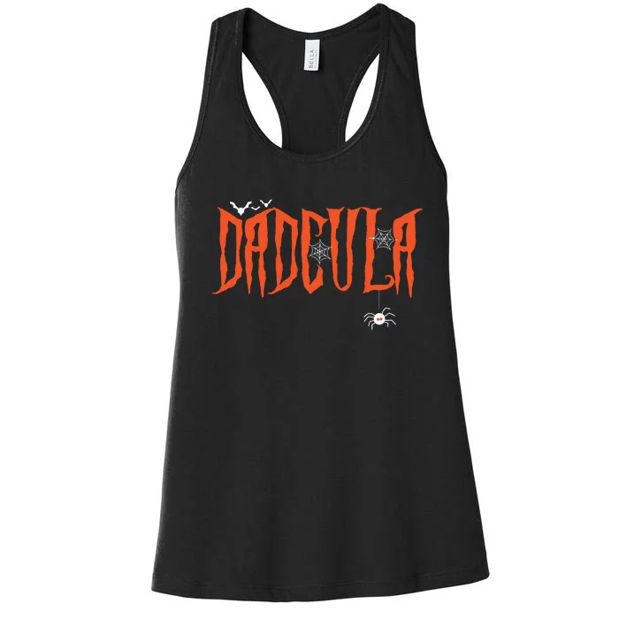 Funny Dadcula Halloween Dad Dracula Costume Momster Matching Women's Racerback Tank